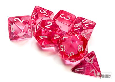Translucent Polyhedral Pink/white 7-Die Set