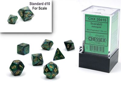 Scarab® Mini-hedral® Jade/gold 7-Die Set