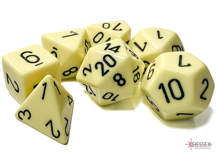 Opaque Polyhedral Pastel Yellow/black 7-Die Set
