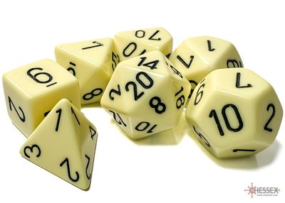 Opaque Polyhedral Pastel Yellow/black 7-Die Set