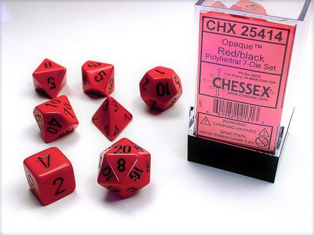 Opaque Polyhedral Red/black 7-Die Set Opaque Polyhedral Red/black 7-Die Set