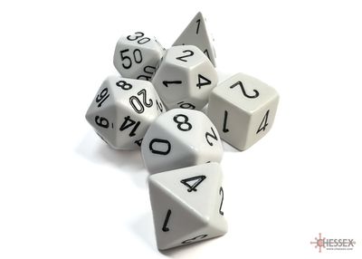 Opaque Polyhedral White/black 7-Die Set