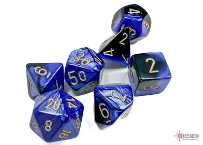 Gemini® Polyhedral Black-Blue/gold 7-Die Set
