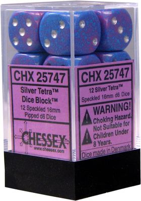 Speckled® 16mm d6 Silver Tetra™ Dice Block™ (12 dice)