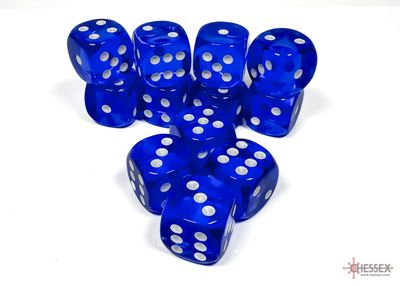 Translucent 16mm d6 Blue/white Dice Block™ (12 dice) Translucent 16mm d6 Blue/white Dice Block™ (12 dice)