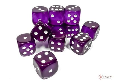 Translucent 16mm d6 Purple/white Dice Block™ (12 dice)
