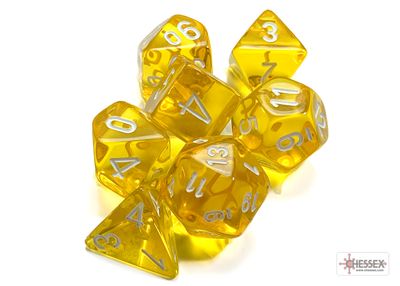 Translucent Polyhedral Yellow/white 7-Die Set Translucent Polyhedral Yellow/white 7-Die Set