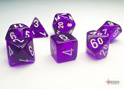 Translucent Mini-hedral® Purple/white 7-Die Set