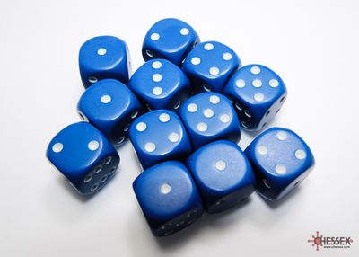 Opaque 16mm d6 Blue/white Dice Block™ (12 dice)