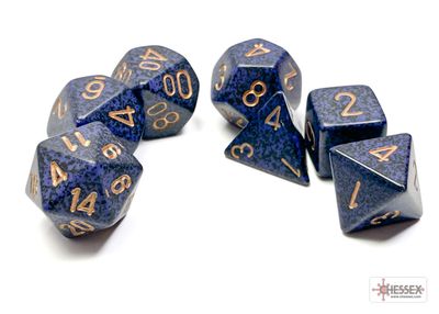 Speckled® Polyhedral Golden Cobalt™ 7-Die Set