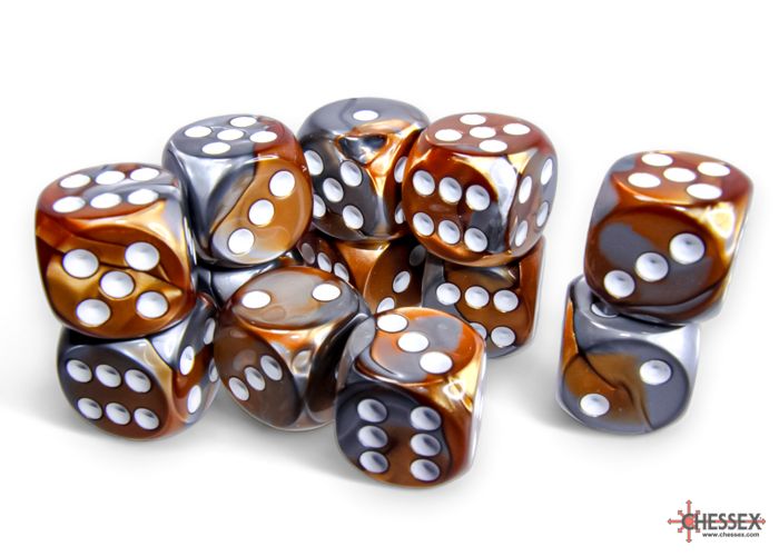 Gemini® 16mm d6 Copper-Steel/white Dice Block™ (12 dice)