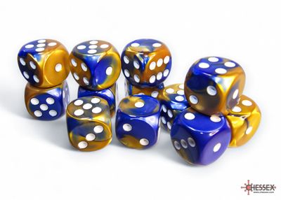 Gemini® 16mm d6 Blue-Gold/white Dice Block™ (12 dice)