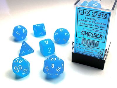 Frosted™ Polyhedral Caribbean Blue™/white 7-Die Set