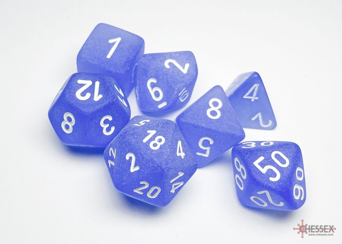 Frosted™ Polyhedral Blue/white 7-Die Set