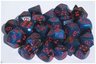 Gemini® 16mm d6 Black-Starlight/red Dice Block™ (12 dice)