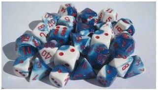 Gemini® 16mm d6 Astral Blue-White/red Dice Block™ (12 dice)
