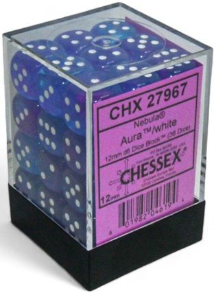 Nebula® 12mm d6 Aura™/white Luminary™ Dice Block™ (36 dice) Nebula® 12mm d6 Aura™/white Luminary™ Dice Block™ (36 dice)