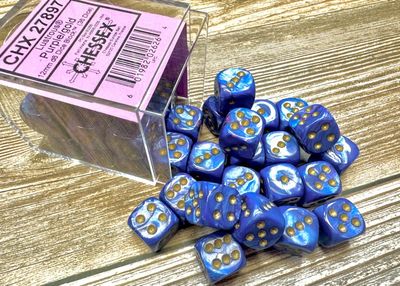 Lustrous® 12mm d6 Purple/gold Dice Block™ (36 dice)