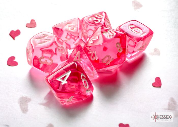 Translucent Mini-hedral® Pink/white 7-Die Set