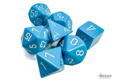 Opaque Polyhedral Light Blue/white 7-Die Set