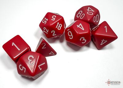 Opaque Polyhedral Red/white 7-Die Set