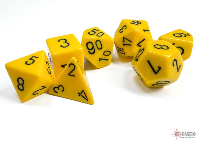 Opaque Polyhedral Yellow/black 7-Die Set