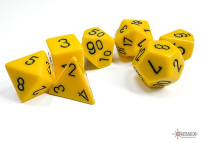 Opaque Polyhedral Yellow/black 7-Die Set
