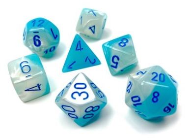 Gemini® Polyhedral Pearl Turquoise-White/blue Luminary™ 7-Die Set