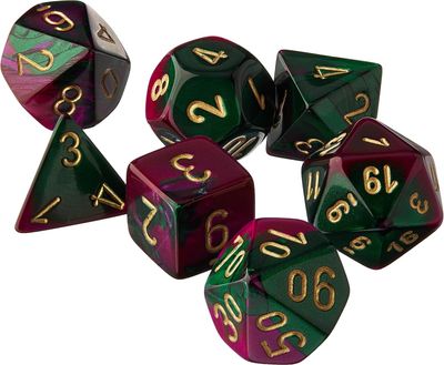 Gemini® Polyhedral Green-Purple/gold 7-Die Set