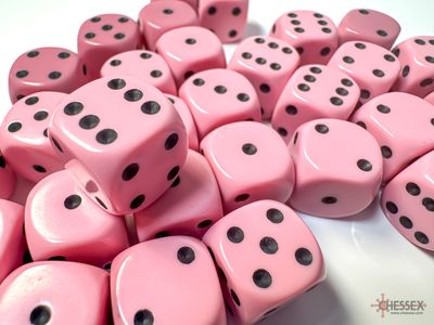 Opaque 12mm d6 Pastel Pink/black Dice Block™ (36 dice)
