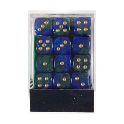 Gemini® 12mm d6 Blue-Green/gold Dice Block™ (36 dice)