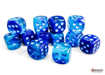 Gemini® 16mm d6 Blue-Blue/light blue Luminary™ Dice Block™ (12 dice)