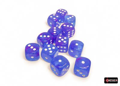 Nebula® 16mm d6 Aura™/white Luminary™ Dice Block™ (12 dice)