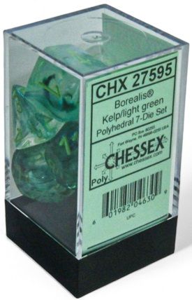 Borealis® Polyhedral Kelp/light green Luminary™ 7-Die Set Borealis® Polyhedral Kelp/light green Luminary™ 7-Die Set
