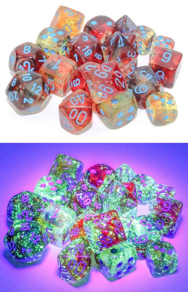 Nebula® 12mm d6 Primary™/blue Luminary™ Dice Block™ (36 dice)