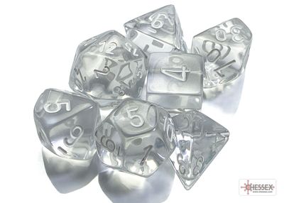 Translucent Polyhedral Clear/white 7-Die Set