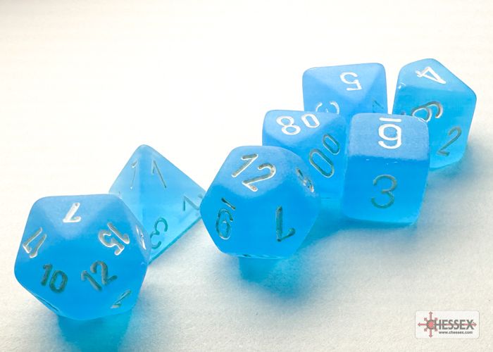 Frosted™ Mini-hedral® Caribbean Blue™/white 7-Die Set