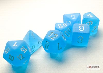 Frosted™ Mini-hedral® Caribbean Blue™/white 7-Die Set