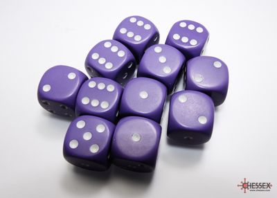Opaque 16mm d6 Purple/white Dice Block™ (12 dice)
