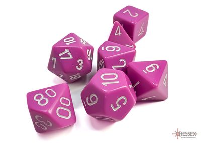 Opaque Polyhedral Light Purple/white 7-Die Set