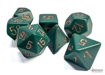 Opaque Polyhedral Dusty Green/copper 7-Die Set