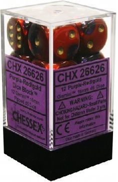 Gemini® 16mm d6 Purple-Red/gold Dice Block™ (12 dice)