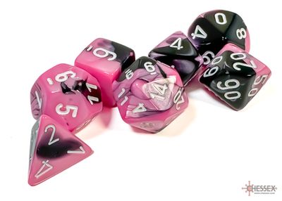 Gemini® Polyhedral Black-White/pink 7-Die Set