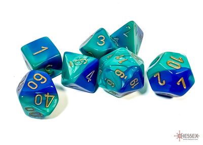 Gemini® Polyhedral Blue-Teal/gold 7-Die Set