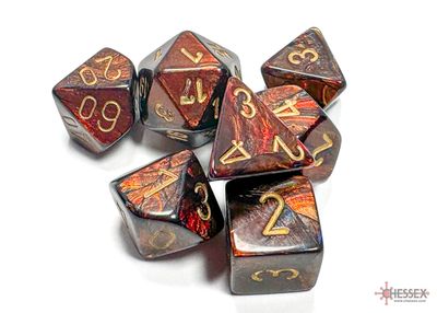 Scarab® Polyhedral Blue Blood™/gold 7-Die Set