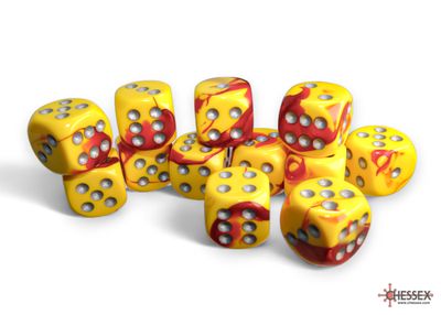 Gemini® 16mm d6 Red-Yellow/silver Dice Block™ (12 dice)