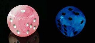 Ghostly Glow™ 16mm d6 Pink/silver Dice Block™ (12 dice)