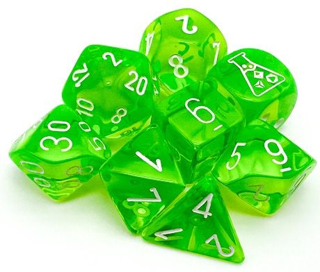 Translucent Polyhedral Rad Green/white 7-Die Set +