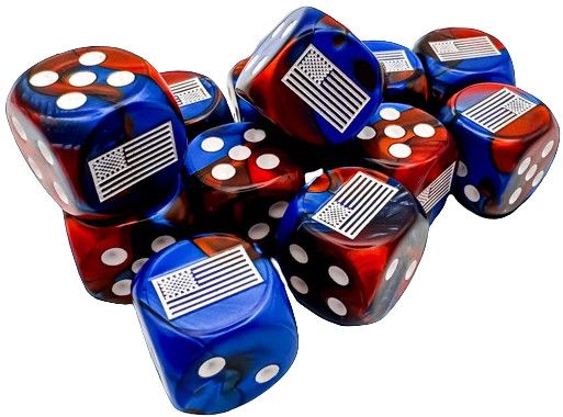 United States War Dice Gemini Blue-Red/white 16mm d6 Dice Block™ (12 dice)