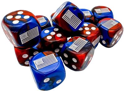 United States War Dice Gemini Blue-Red/white 16mm d6 Dice Block™ (12 dice)